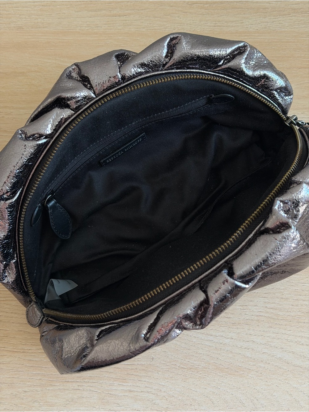 Rebecca Minkoff ruched metallic grey clutch - Picture 4 of 4